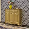 Clothing Storage Champagne European-style Shoe Cabinet All Solid Wood Carved Luxury Large Capacity Side