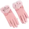 Berets 652f Women Winter Gloves Touchscreen Full Finger Non Sliping مع بطانة الصوف سميكة