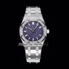 TWF 34mm 77351 A5800 Automatic Ladies Watch 50th Anniversary Diamond Bezel Blue Textured Dial Stainless Steel Bracelet Womens Watches Super Edition Puretime B2