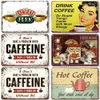 Classic Coffee Metal Painting Decorative Plate Retro Tea Time Poster Home Bar Cafe Indutrial Decor Old Wall Metal Signs 20cmx30cm Woo