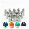 Cake Tools 1/3Pc Cupcake Stainless Tools Steel Sphere Ball Shape Icing Pi Nozzles Pastry Cream Tips Flower Torch Tube Decoration Dro Dhcpw