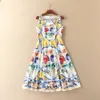 Catwalk star dress fashion sleeveless round neck loose A skirt