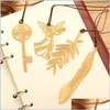 Bookmark Vintage Geometrik Bookmarker Angel Feather Leaf Anahtar Şekiş Öğrenci Kırtasiye Metal Bookmark Fit Okul Ofis Malzemeleri Hediye Dhgtk