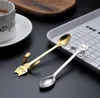 Roestvrijstalen koffie thee lepel mini kat lange handgreep creatieve lepel drinkgereedschappen keuken gadget flatware servies SN108