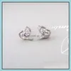 Stud Stud eleple Trendy White Gold Color Heart Earrings For Woman CZ Simple Fashion Jewelry B3024 Drop Delivery DHVGA