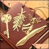 Bookmark Vintage Geometrik Bookmarker Angel Feather Leaf Anahtar Şekiş Öğrenci Kırtasiye Metal Bookmark Fit Okul Ofis Malzemeleri Hediye Dhgtk