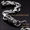 Bangle Bangle Uzone Steel Retro Chinese Dragon Bracelet Vintage Animal Hip Hop Jewelry For Women Men Heren Armbandbanglebangle Drop Dhmxp