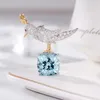 Anhänger Halsketten Foydjew Luxus Designer Schmuck Exquisite Simulation Aquamarin Silber Farbe Kleine Vogel Halskette Für Frauen