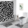 Duschgardiner grå leopard mode cheetah mönster 3d tryck badrum 4 bit set anti slip mattor toalett täcke bad gardin 221104