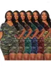 Kvinnors träningsdräkter XL-5XL Big Size 2 Pieces Set Sexig 2022 Summer Fashion Women Set Camouflage Kort ärm T-shirt och elastiska midjeshorts