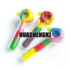 Colorful Sand Stone Pipes Pyrex Thick Glass Portable Design Spoon Filter Dry Herb Tobacco Bong Handpipe Handmade Oil Rigs Smoking Cigarette Holder DHL