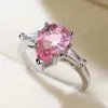 Anneaux de mariage CAOSHI Fancy Proposition Ring Bridal Dazzling Pink Crystal Jewelry Sweet Lady Fashion Design Accessoires pour cadeau délicat