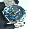 Zegarek na rękę kwarcowy Watch Blue Sports Style High-end Chronograph Wszystkie zegar ze stali nierdzewnej Wodoodporne Luminous L298Q