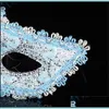 Party Masks Halloween Masquerade Costume Mask Ball Princess Lace Feather Fales Half Face Maks för män och kvinnor 2 6HX FF Drop Delive Dhkip