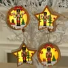 Décorations de Noël Scène de la Nativité Découpe LED Ornement Sculpté en Bois Lumineux