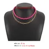 Прибытие кофера Fuchsia Beads Neck Gold Color Chain Ожерелье многослойное гот -хакер ювелирные изделия на женском воротнике