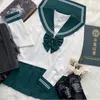 Set di abbigliamento uniforme scolastica giapponese jk girl green in stile camicia marinaio sexy women rock double