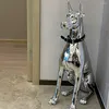 وحدات الأتمتة الذكية ديكور المنزل النحت Doberman Dog حجم كبير الفن التماثيل الحيوان تمثال تمثال غرفة الديكور تمثال تمثال الزينة