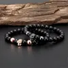 Strand Fashion Skull Beaded Armband Black Gold Rose Color Four Color Men's Charm Hip Hop Cool Punk Smycken