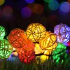 Cordes int￩rieures ext￩rieures LED Rattan Balls Fairy String Lights Decorative Lights Pattered Christmas Patio Garland Marding Decoration