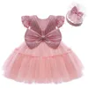 Girl Dresses LZH Baby Girls Dress For Christmas Bow Sequins Party Costume Kids Tutu Princess Gown 2 3 1st Birthday Years