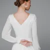 فستان زفاف بسيط شيفون الأكمام الطويلة الطول بطول ثوب الزفاف رداء دي ماري الأبيض