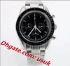 Reloj de pulsera para hombre Cronógrafo al aire libre VK Movimiento de cuarzo Apollo Men Moonwatch Relojes profesionales Reloj deportivo para hombre Dial negro redondo 2724