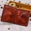 Portefeuilles 2022 portefeuille en cuir authentique pour hommes vintage plissé de bifold homme compact porte-sac à bourse vertical sac d'argent de poche t221104