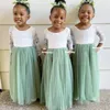 Sukienki dla dziewcząt kwiatowych na wesele dzieci Formalne noszenie długich rękawów puffy tutu maluch maluch małych dziewczynek
