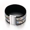 Bangle Fashion Jewelry Alloy Magnetic Buckle PU Leather Wristband Women Bracelet Style Bransoletka Armbanden Voor Vrouwen