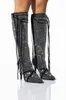2023 new cowskin leather Ankle Motorcycle Boots Knight booties pillage pointed toes zipper rivets knee long diamond zipper zip buckle stiletto high heels big si 34-45