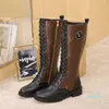 2022 Novo designer de luxo de moda feminino bota martin botas tornozelo booties outono inverno clássico botas de joelho zípe de meio sapatos de couro cavaleiro coxa de alta qualidade