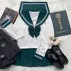 مجموعات الملابس الزي المدرسي الياباني JK Girl Green Style Suit Shirt Sailor Sexy Women Rock Double