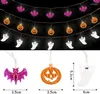 Strängar LED Halloween Lantern String Pumpkin Ghost Skeleton Bat Hand Remote Control Decorative Lights Festival Supplies