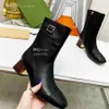 Botines de doble G de alta calidad, botas de tacón de cuero de diseñador, botines Blondie de invierno para mujer con estilo GGity, botines sexis cálidos gsdsfsdgsd