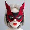 Red & Black Fox Half-face Mask Masquerade Unisex Half-face Fox Masks Halloween Party Hair Accessories for Kids