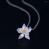 Anhänger Halsketten Amxiu Handgemachte 925 Silber Lotus Blume Halskette Schmuck Für Frauen Mädchen Hochzeit Vintage Valentinstag Geschenk