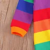 Rompers Citgeett Herfst 0-24m Infant Baby Girls Boys Rainbow Color Striped Long Sleeve Zipper Romper Outfit Spring Kleding 221107