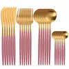 Geschirrsets K￼che Besteck Set Golden Matte Edelstahlgabeln Messer L￶ffel Tischgeschirr 24 St￼ck Kaffee