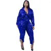 Women's Two Piece Pants Sequins Glittering Sweatsuits For Women Sets Turn Down Collar Zipper Coat Winter Clothes Fashion Suits Wholesale