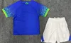 Camiseta de fútbol de Brasil para niños 2022 VINI JR PELE FIRMINO JESUS 22 23 Camiseta de fútbol brasileña Uniforme Pantalones cortos y calcetines