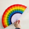 Ventagli arcobaleno Ventagli pieghevoli Arte Ventaglio colorato tenuto in mano Accessorio estivo per la decorazione della festa nuziale di compleanno Regalo di favore di partito DH20