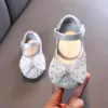 Flache Schuhe Mädchen Leder Kinder Strass Bogen Einzigen 2022 Baby Hochzeit Wohnungen Leistung Tanz G510