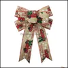 Kerstdecoraties Grote kerstkrans Bowsed Black Snowflake Burlap Toom Topper Bows voor voordeurdecoraties indoor buiten dhadd