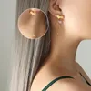 Orecchini a bottone moda giapponese in acciaio inossidabile asimmetrico cuore a goccia lunga per le donne ragazze regalo gioielli orecchino zircone cubico