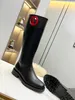 Designer Boots Nieuwe High Set Chelsea Dames Tall Round Head Knight Boots Real Leather Flat Heels Maat 35-40