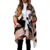 Echarpe cachecol cachecóis outono inverno moda feminina batwing manga casaco xadrez listras poncho cachecol xale vi