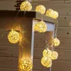 Cordes int￩rieures ext￩rieures LED Rattan Balls Fairy String Lights Decorative Lights Pattered Christmas Patio Garland Marding Decoration