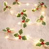 Cordes 2M Led Chaîne De Noël Lumière Feuille Artificielle Baies Ornements Guirlande Guirlande Lumineuse Fête D'anniversaire De Mariage Décoration