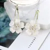 Boucles d'oreilles pendantes être 8 vente grande coquille fleur goutte plein pavé zircon cubique femmes accessoires de fête Boho Bijoux Femme E878